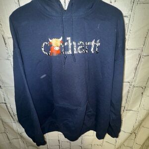 Customized Carhartt Navy Blue Hoodie
